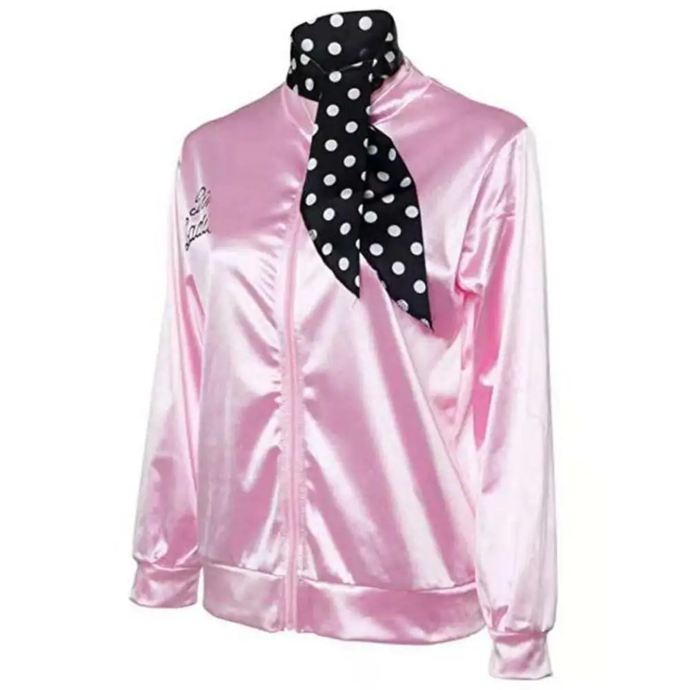 С застежкой-молнией Женская атласная куртка косюм девушки 50-х годов костюм