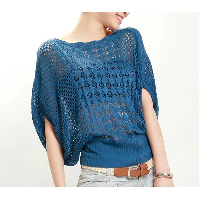 Новинка 2020 года сезон весна-лето Открытый рукав в стиле летучей мыши свитер с