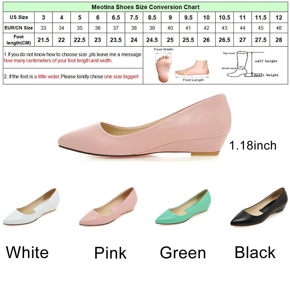 

Meotina Women Pumps Wedge Heels Shoes Pointed Toe Shallow Shoes Slip On Mid Heel Casual Footwear Ladies Spring White Pink 42 43