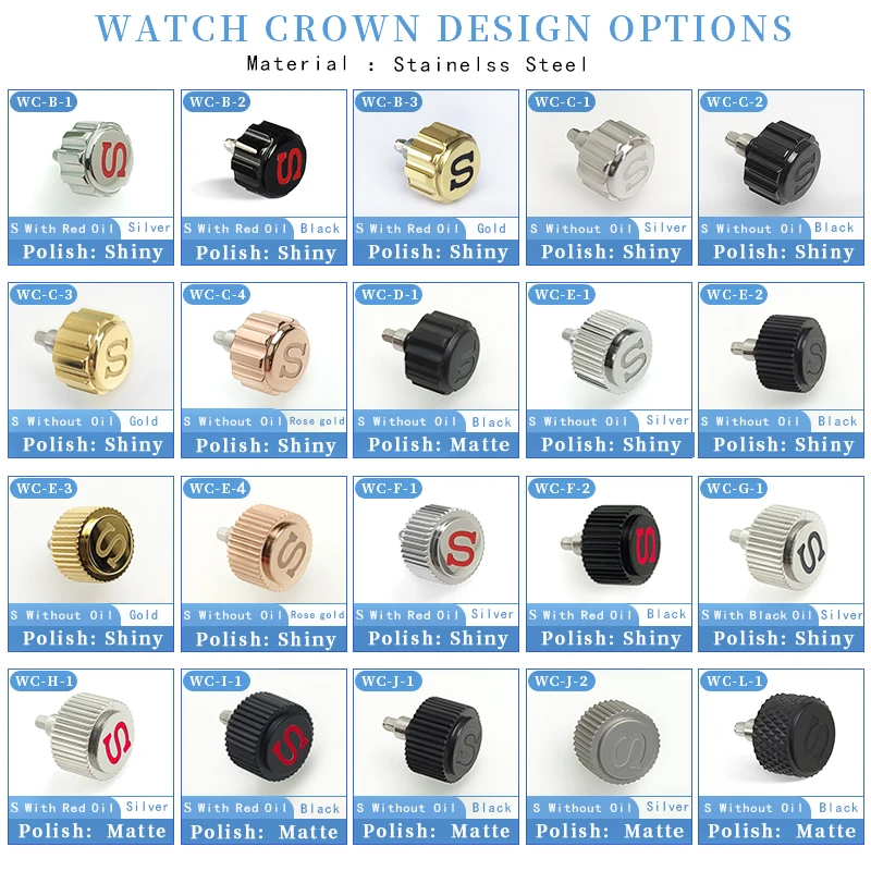 Корона часов из нержавеющей стали серебристая золотистая черная для Seiko SKX007