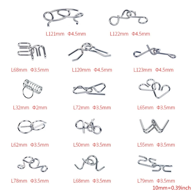 

Butebuy 20Pcs Metal Wire Puzzle Set IQ Mind Brain Teaser Link Unlock Interlock Game Gifts for Kids Eeducational Toys