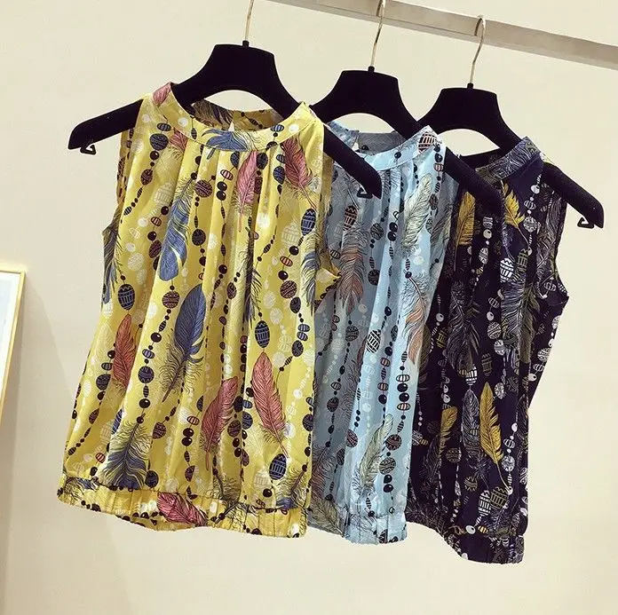 Женская шифоновая рубашка без бретелек Корейская свободная маленькая рукавов с