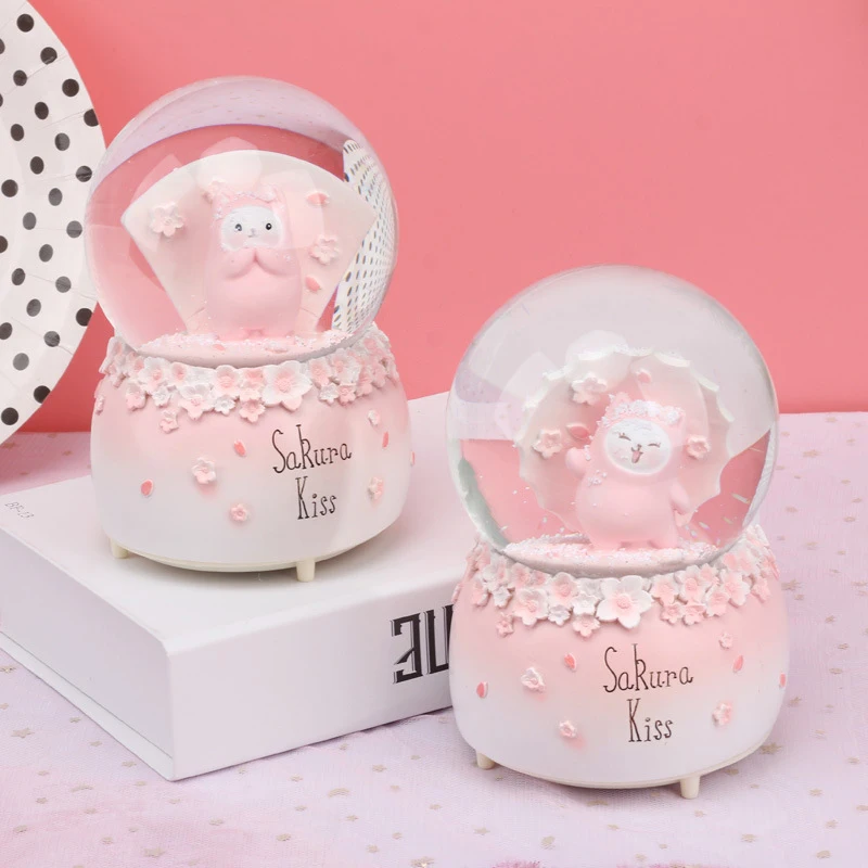 Креативный поцелуй Сакура снежный шар хрустальный вращающаяся музыкальная