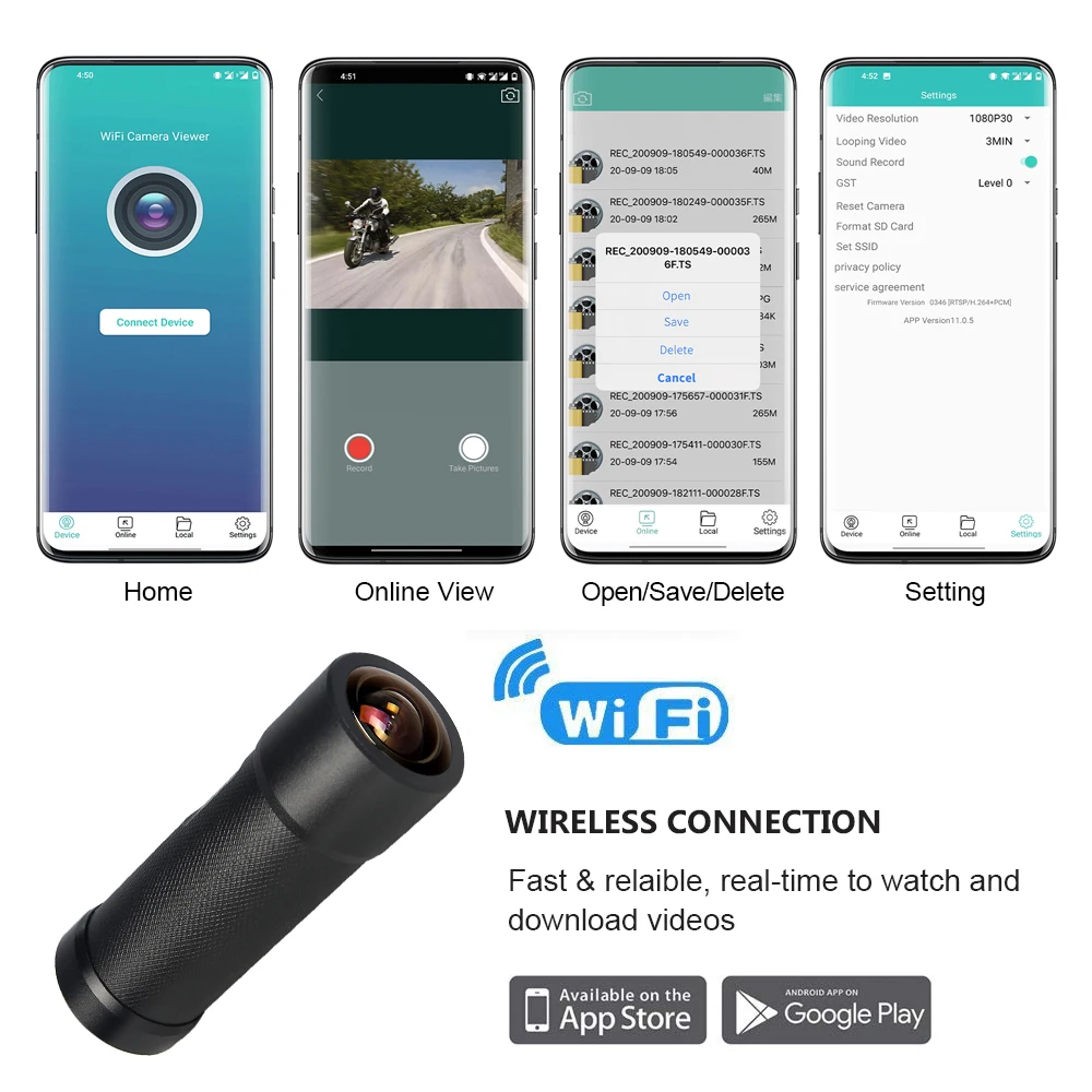 VSYS K5X мотоцикл Камера рекордер 2K 1296P Moto велосипедный шлем Wi Fi DVR видеорегистратор