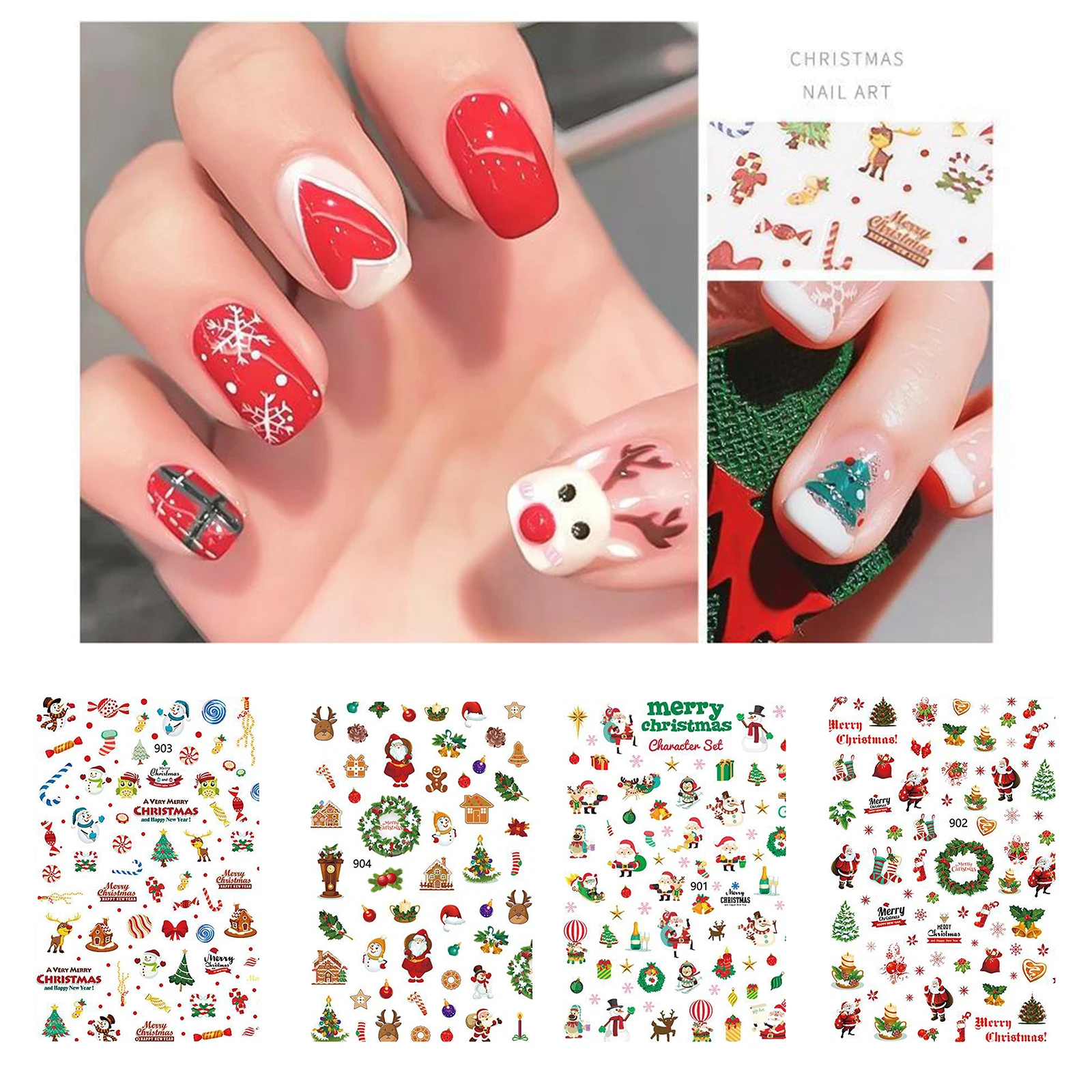 

1 Sheet Christmas Nail Stickers for Women DIY Nail Decoration Snowflakes Snowmen