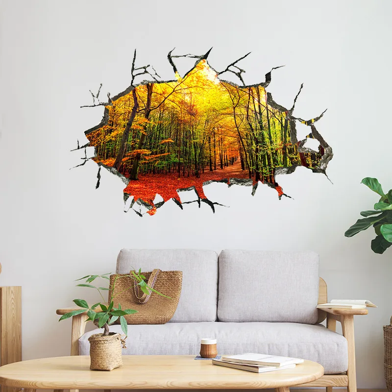 3D кирпичная стена Глубокий Лес дерево листья наклейки на стену домашний декор