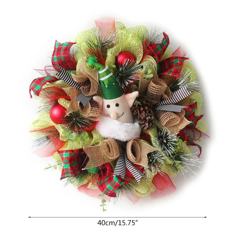 

Artificial Christmas Wreath Flocked with Mixed Decorations Garland for front Door Wall Farmhouse Decor