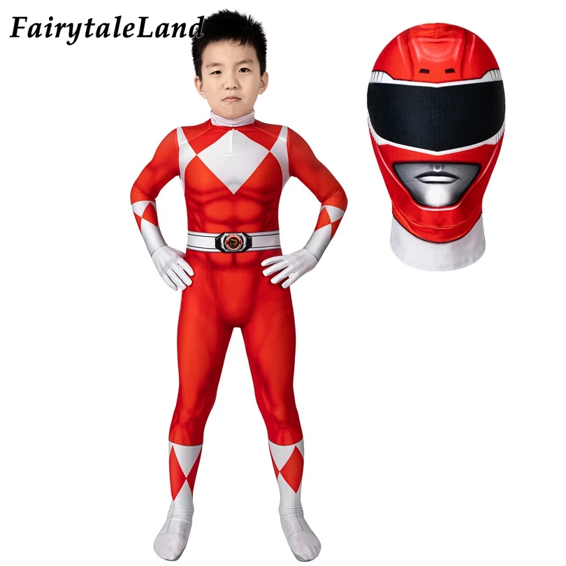 Детское элегантное красное Ranger 3D комбинезон с принтом шлем детская одежда для