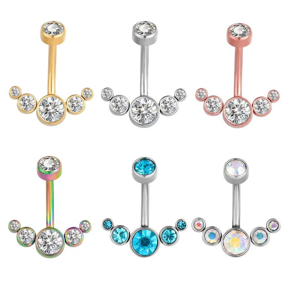 

14G Surgical Steel Dangle Belly Button Ring with Cubic Zirconia 10mm Internally Threaded Navel Piercing Barbell Body Jewelry