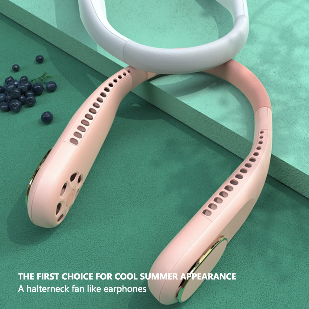 Мини вентилятор для шеи портативный безлопастной USB перезаряжаемый бесшумный