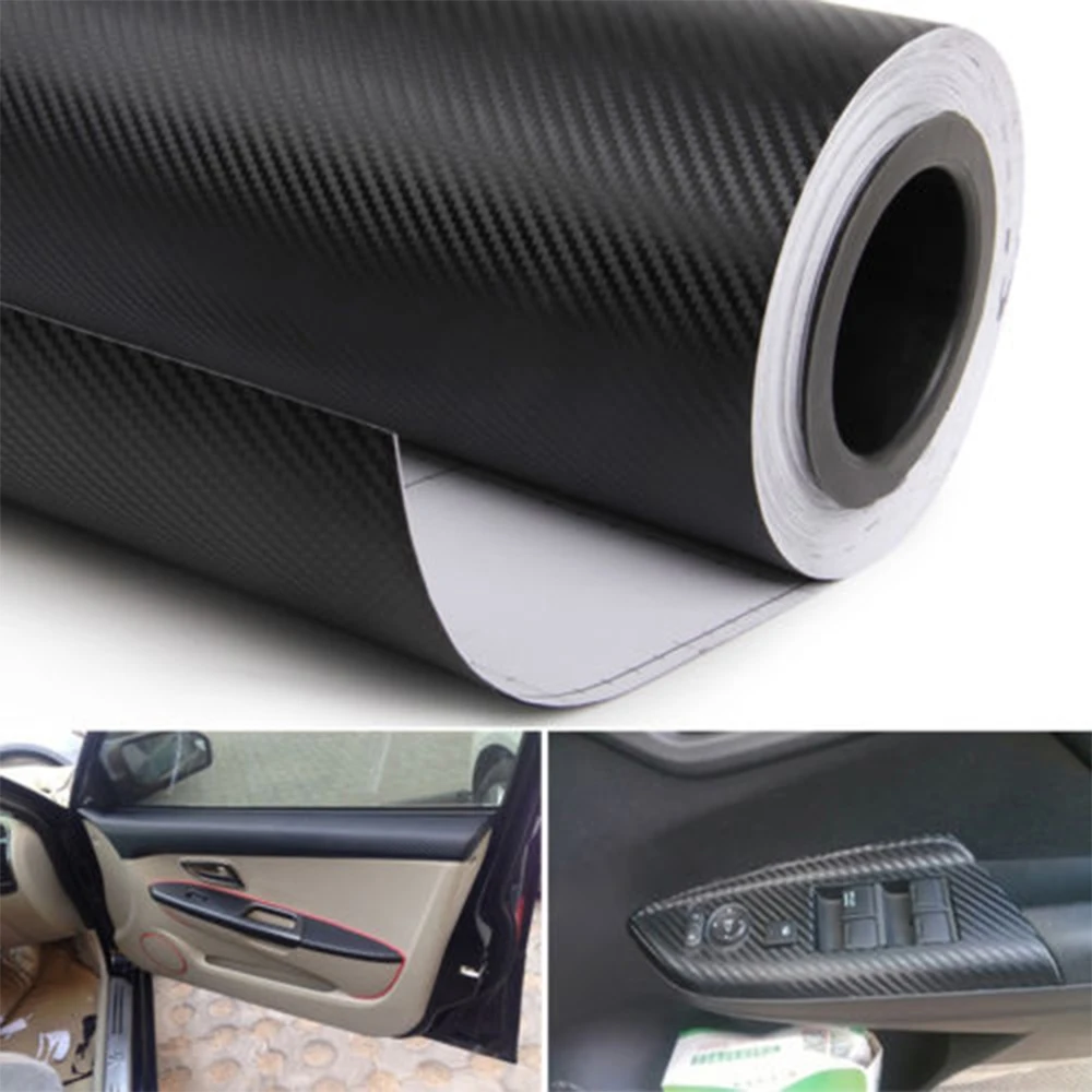 

127*30cm 3D Carbon Fiber Vinyl Film Car Body Stickers Waterproof DIY Car Interior Accessories Universal For Car Decoration