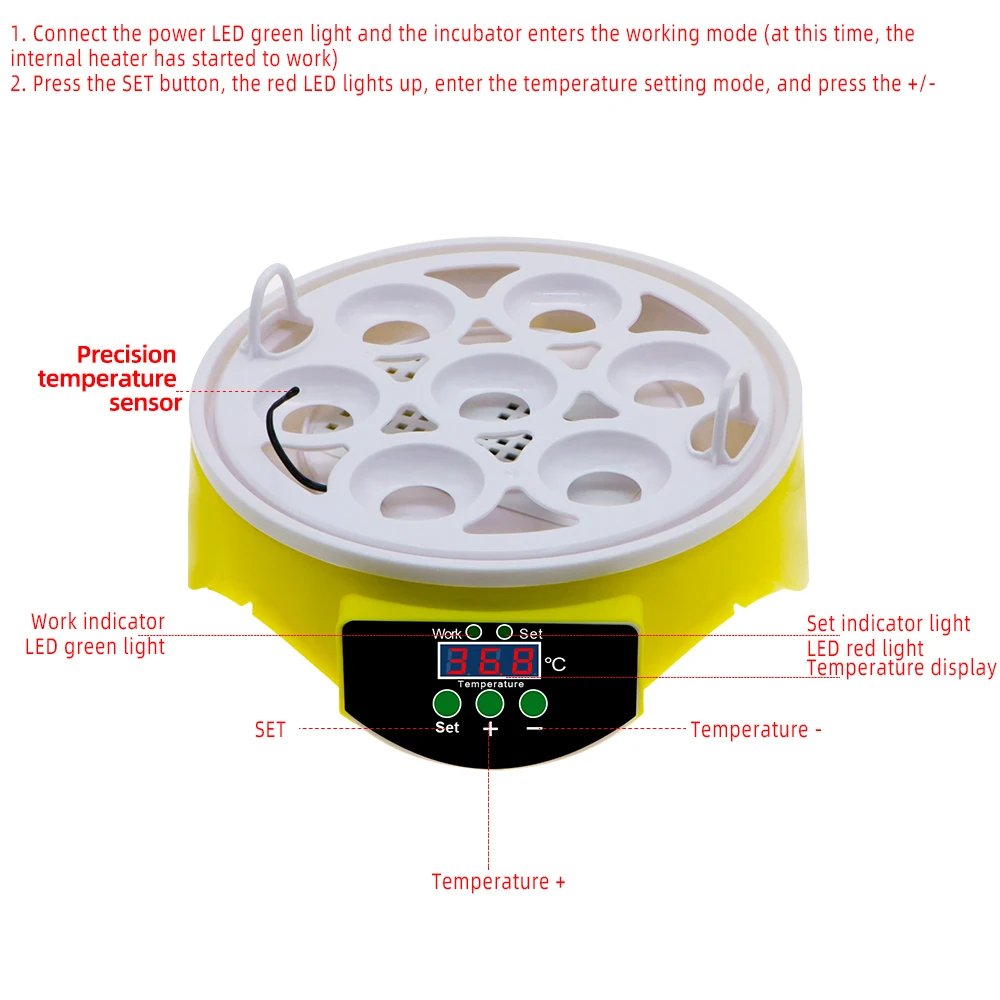Мини 7 инкубатор для яиц автоматический птицы Брудер цифровой температуры Курица