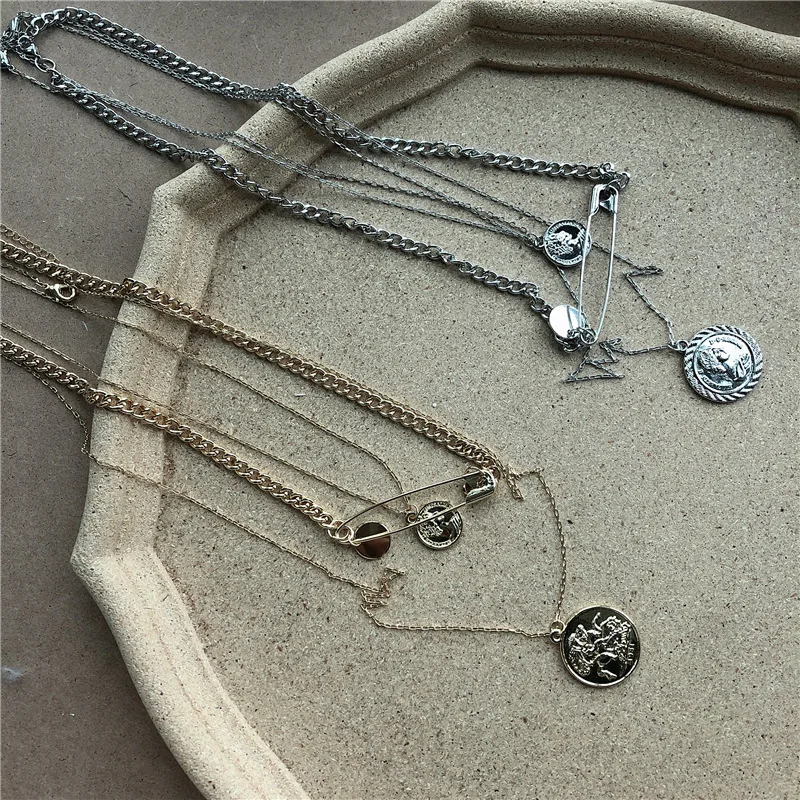 Новая мода Панк ветер монета портрет из нержавеющей стали кулон ожерелье