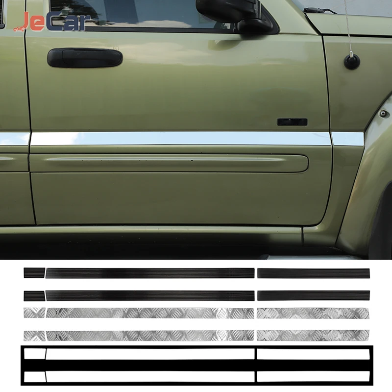 

Aluminum alloy Side Door Line Body Molding Garnish Strip Trim For Jeep Liberty 1999 -2007 Door Body Side Line Cover