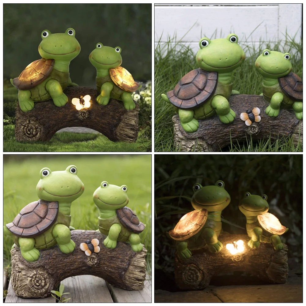 

1pc Professional Garden Resin Lamp Decorative Turtle Statue Landscape Lamp