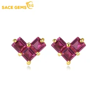 sace gems ruby tourmaline gemstone stud earrings for women girls solid 925 sterling silver wedding christmas fine jewelry