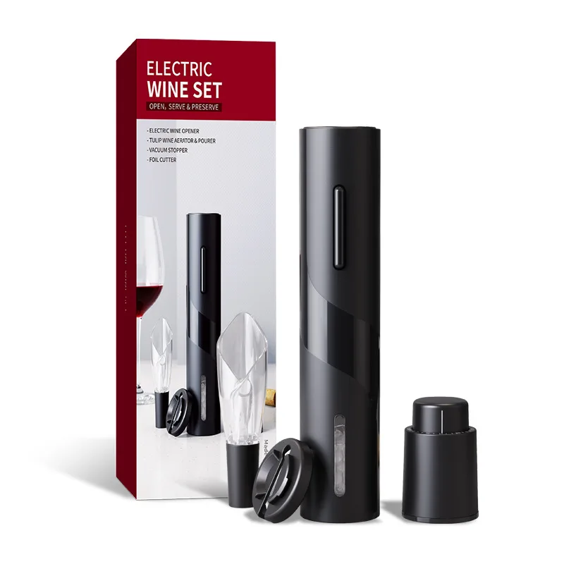 Sacacorchos el&eacute;ctrico para abrir botellas de vino tinto, Kit de decantador r&aacute;pido autom&aacute;tico, cortador de papel de aluminio, herramienta de cocina, 24 piezas-5