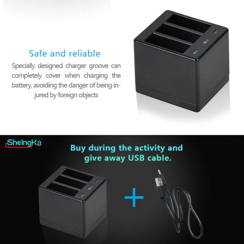 Быстрое 3 канальный блок питания с Батарея Зарядное устройство USB кабелем для GoPro