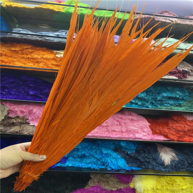 

New 50pcs/lot Orange Pheasant Tail Feathers 60-65cm/24-26inches Celebration Wedding Christmas DIY Decoration Plume