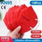 Защитная маска FFP2, 5 слоев, дышащая, красная, 5-100 шт.
