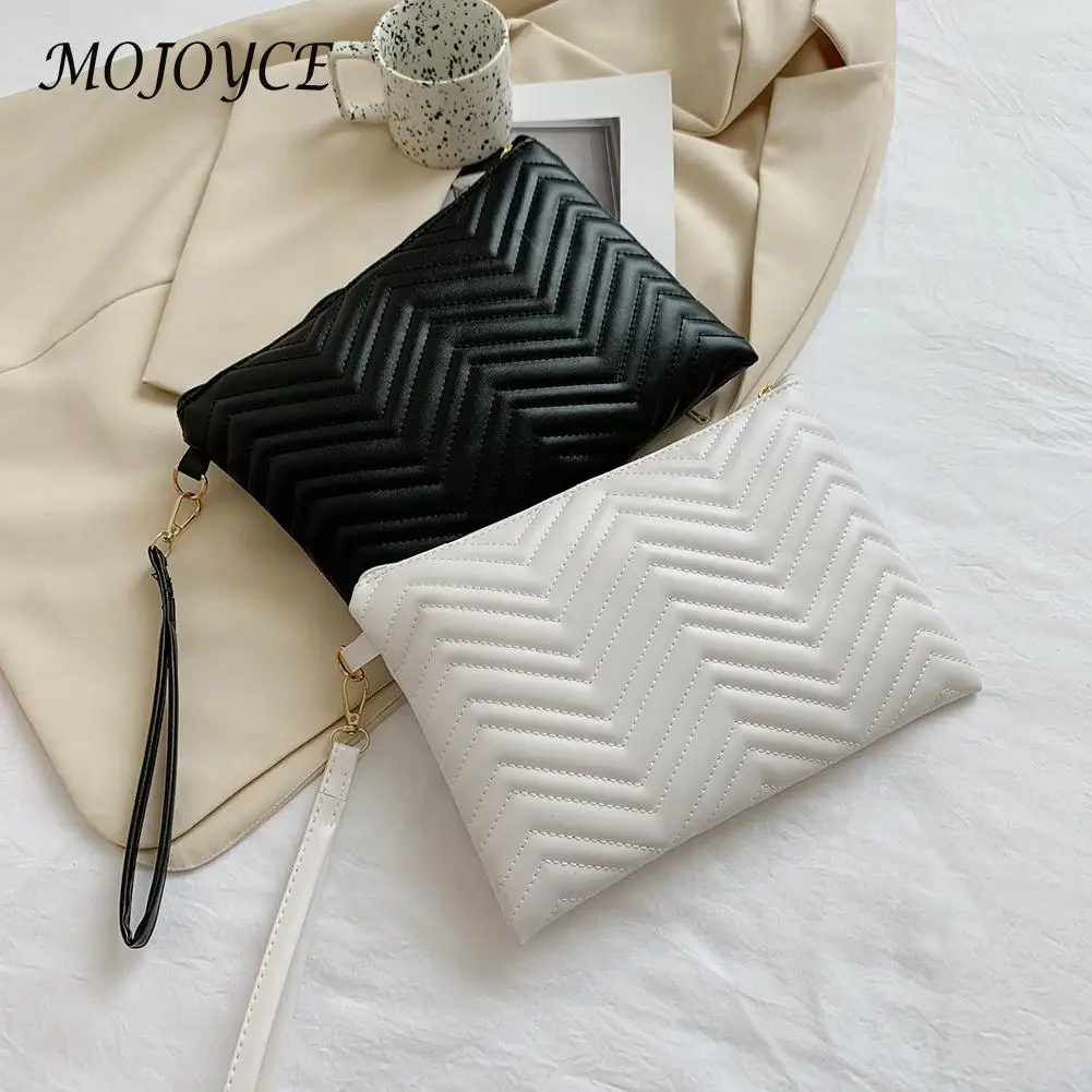 

Women Fashion PU Leather Solid Color Clutch Business Female Zipper Satchel Bag Wallet Fashionable Decoration