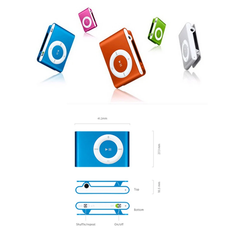 Водонепроницаемый зеркальный портативный mp3-плеер с мини-зажимом спортивный