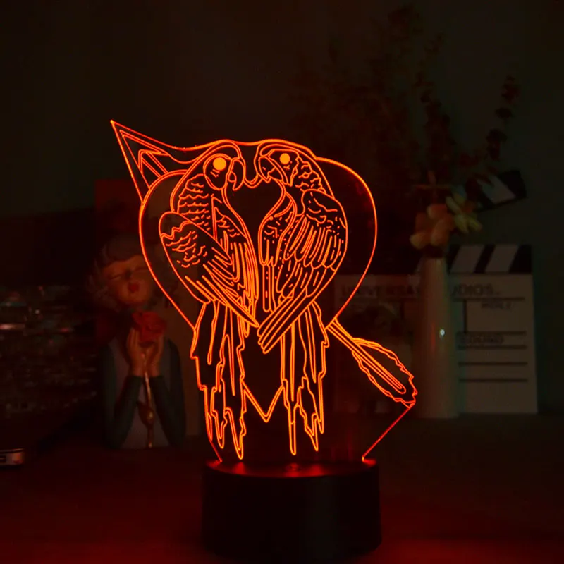 

Bluetooth Base 3D Night Light Plug In Parrot Cute Room Decor Switch Atmosphere Led Spotlights Home Decorations Desk Lamparas