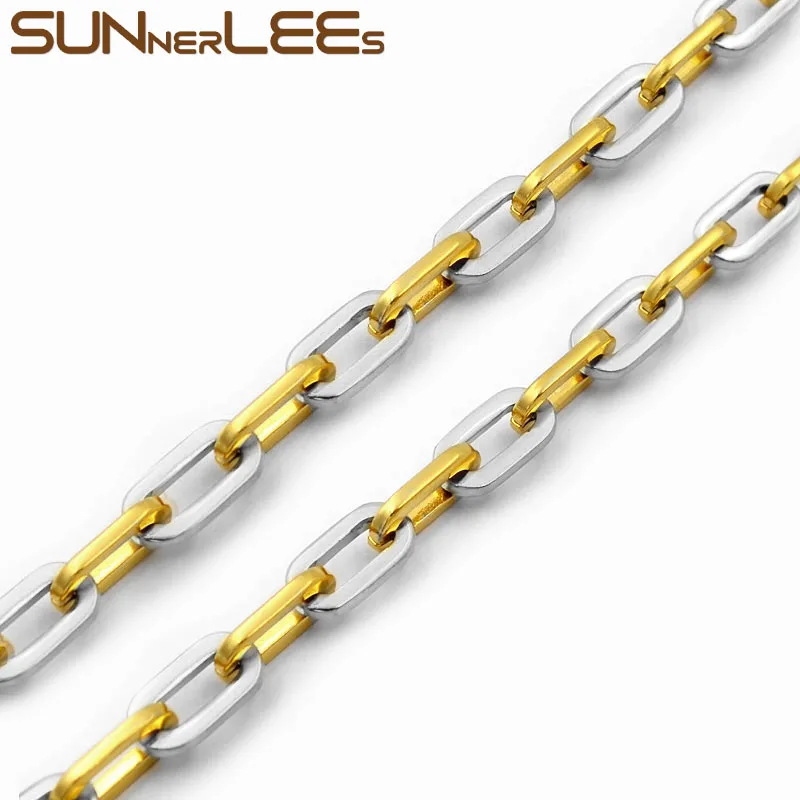 SUNNERLEES 316L ожерелье из нержавеющей стали с высокой полировкой 6,5 мм Геометрическая Цепочка Золото Серебро Черный для мужчин и женщин ювелирные изделия подарок SC96 N