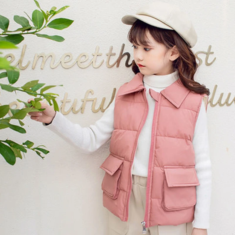 

Winter Plus Velvet Thickening Children'S Vest Simple Solid Color Boys Girls Casual Cardigan Waistcoat Children Clothes Toddler C