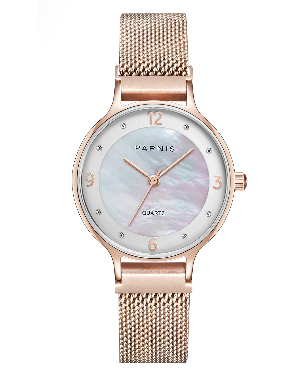 Fashion Parnis 30MM Quartz Women's Watch Rose Gold Case Women 6.6MM Thickness Ultra-thin Ladies Watches Top Luxury Brand 2022