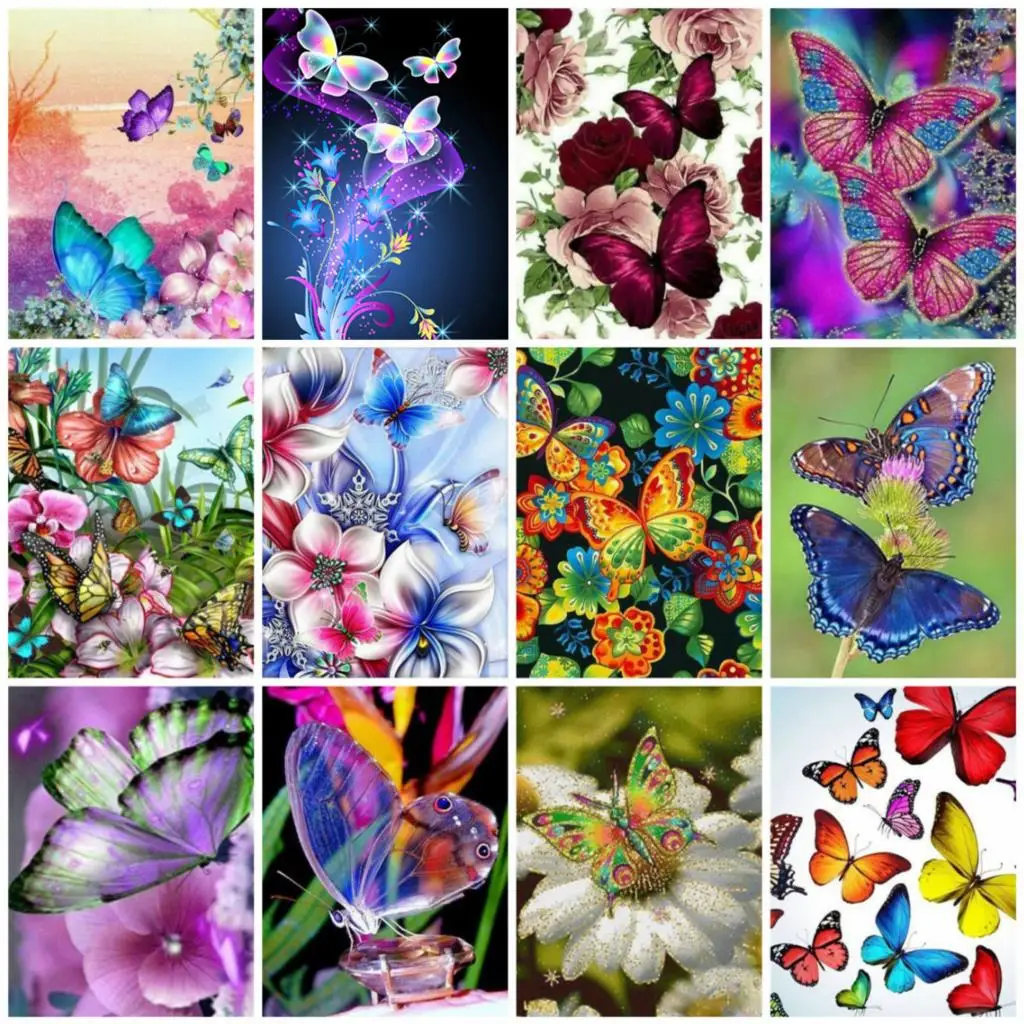 

Diamond Painting Butterfly Cross Stitch Square/Round 5d Diamond Embroidery Animals Rhinestones Art Bead Picture Kits Wall Decor