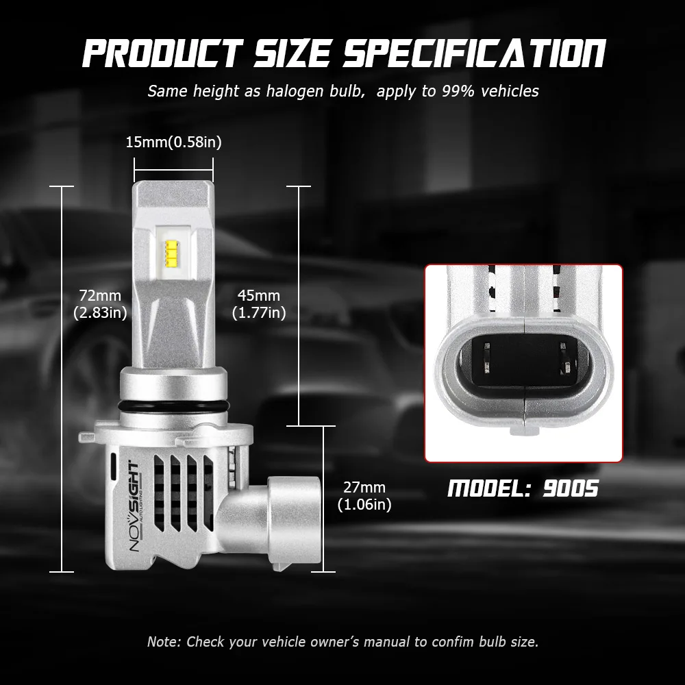 NOVSIGHT Car Headlight led H4 Hi/Lo Beam H7 LED H11 H8 H9 HB3 HB4 Auto Headlamp 55W 10000LM 6000K Fog Light Bulbs