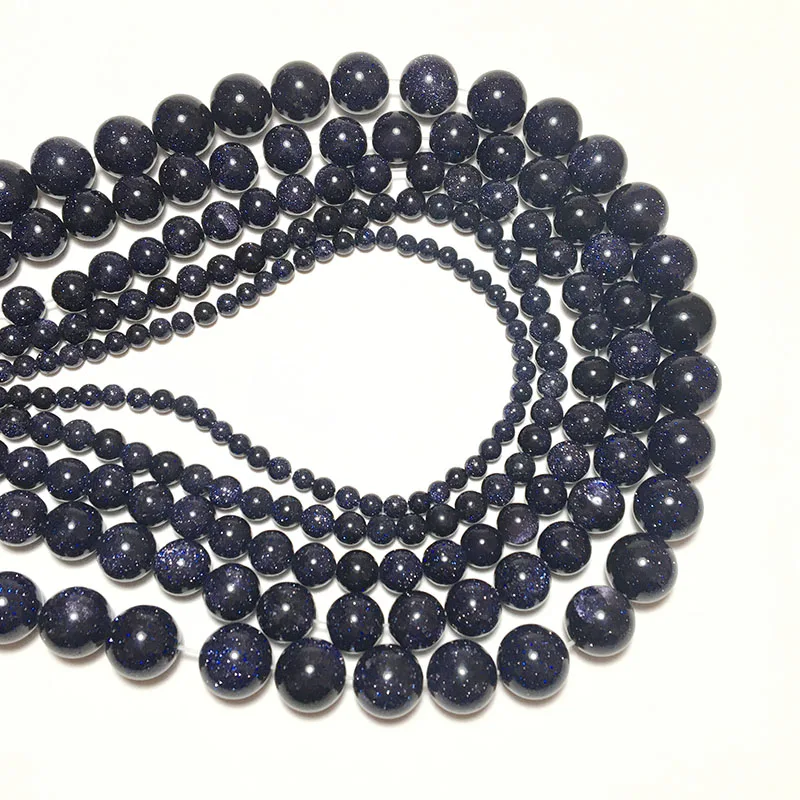 4/6/8/10/12 мм настоящий натуральный голубой песок камень бусины для ювелирных
