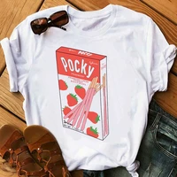 tshirt pink pocky strawberry korean styles kawaii t shirt graphic t shirts tees women clothing 90s aesthetic clothes summer tops