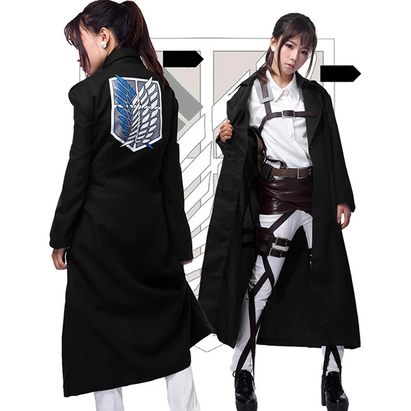 Черная накидка для косплея из японского аниме атака на Титанов пальто Эрена