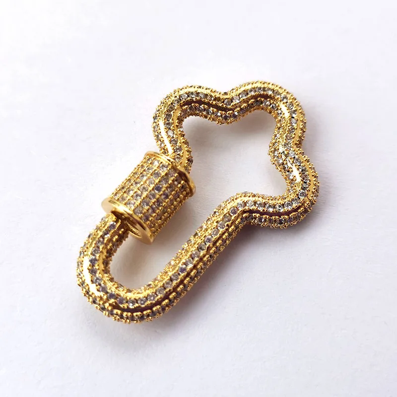 

6Pcs CZ Micro Pave Spiral Carabiner Cross Pendants Screw Lock Clasps for DIY Necklace Bracelet Jewelry Findings