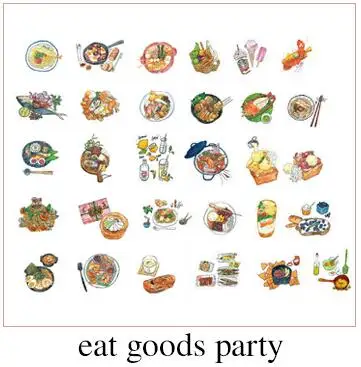 eat goods party 30 шт./упак. HD серной кислоты Бумага прозрачный Kawaii пуля журнал Стикеры одежда с принтом в виде собак Cat горшечные растения Еда для девочек школьные канцелярские принадлежности - Цвет: eat goods party