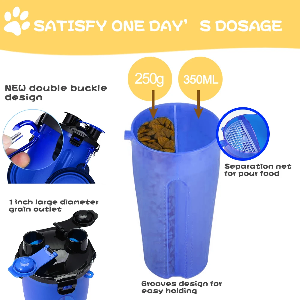 Hoomall Складная миска для собаки 2 в 1 Pet бутылка воды контейнер продуктов