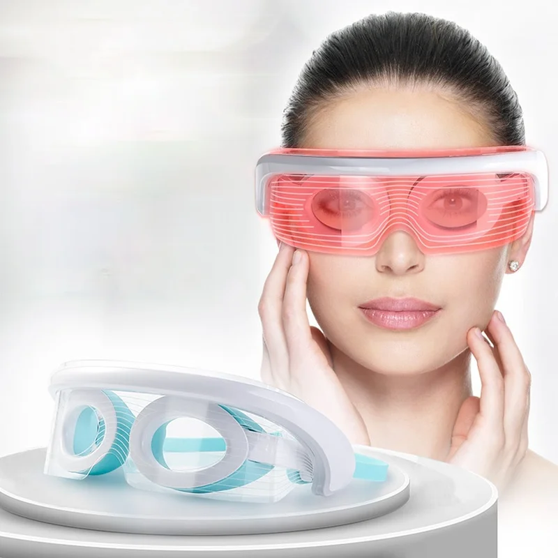 

3 Colors LED Light Therapy Eyes Mask Massager Photon Treatment Warm Massage SPA Vibration LED Face Mask Eye Wrinkle Removal