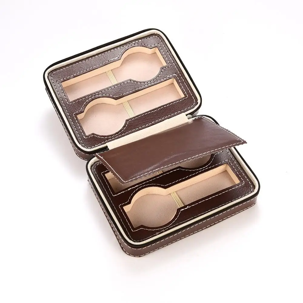 Light Brown 4 grids 2/4/8 сеток Караульная будка для Для мужчин Роскошные часы Чехол прямоугольник ювелирные изделия Органайзер для часов Часы Держатель Портативный Караульная будка чехол - Цвет: Light Brown 4 grids