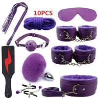 new sex handcuffs collar whip gag nipple clamps bdsm bondage rope erotic adult sex toys for woman couples anal butt plug tail