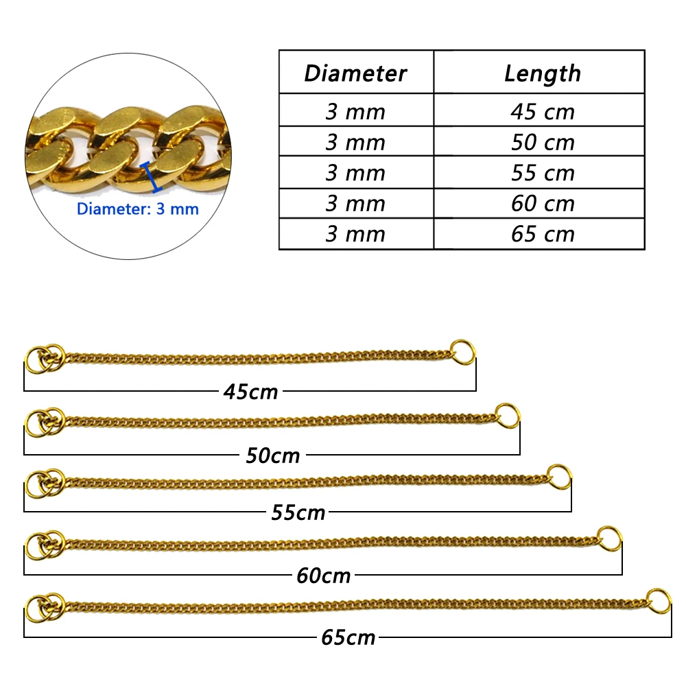Ошейник для собак скользящий ошейник цепочка из нержавеющей стали хромированная