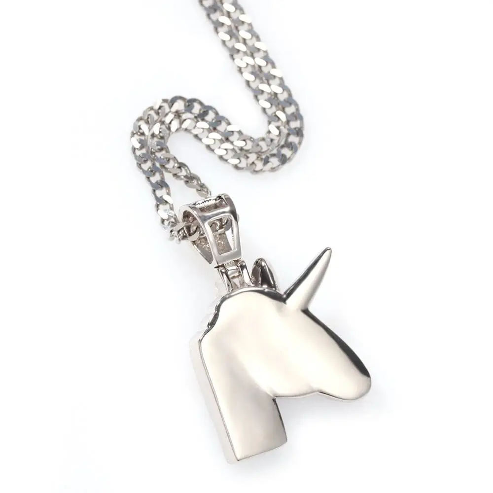 

Fashion Exquisite Unicorn Pendant Necklace for Men Women Cubic Zirconia Bling Iced Out Long chain Hip Hop Rock Fashion Jewelry
