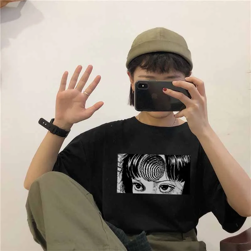 Женская футболка с принтом vortex Повседневная Свободная мультяшными элементами в