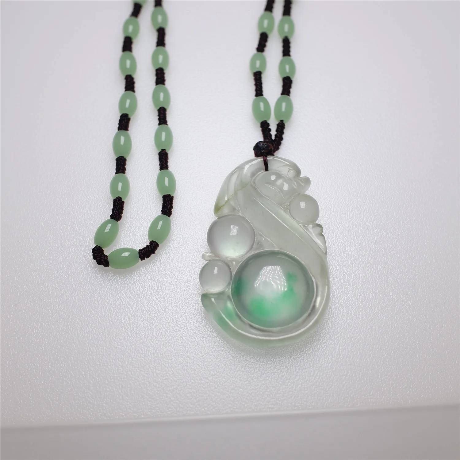 

LETSFUN Natural Jade Jadeite Ruyi Pendant Necklace Jewelry Gift Gemstone Emerald Necklace Women