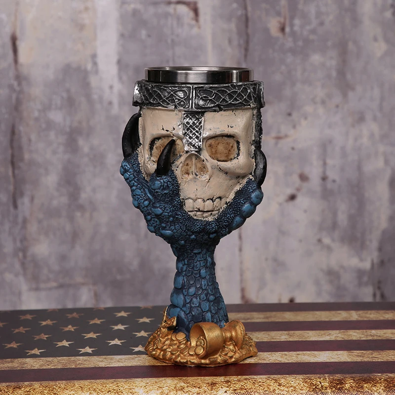 3D кружка из нержавеющей стали бокал чашка с черепом креативная смола голова