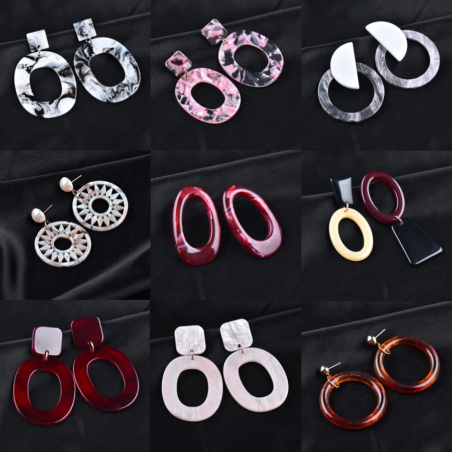 SINLEERY полые геометрические большие овальные акриловые длинные висячие серьги для