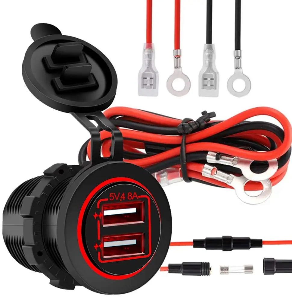 4.8A 12V/24V Dual USB Автомобильное зарядное устройство Зарядное гнездо Мощность выход