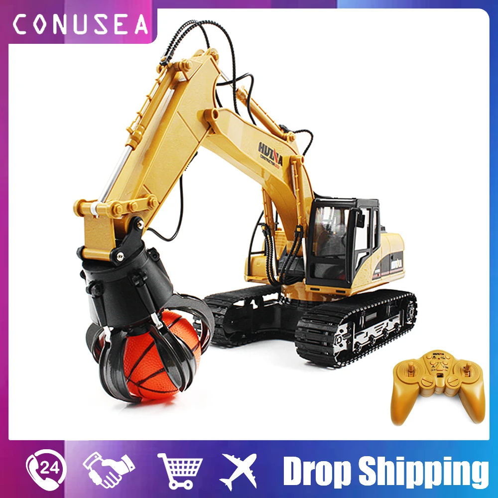 Huina Toy 1/14 Rc Truck Excavator Alloy Ball Grabber Engineering Cars Electric Car Remote Control Cars Crawler Children's Toys