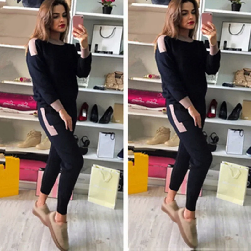 Vertvie Autumn Tracksuits Women Casual Knitted 2 Pcs Sets Female Knitwear Slim Sweater Tops Pants Warm Winter Suits | Женская одежда